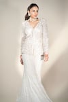 Buy_Ritika Mirchandani_Ivory Crepe Embroidery Geometric Bloom Camp Collar Blazer Kurta With Sharara _at_Aza_Fashions