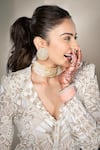 Ritika Mirchandani_Ivory Crepe Embroidery Geometric Bloom Camp Collar Blazer Kurta With Sharara _at_Aza_Fashions