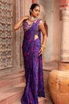 Buy_Laxmishriali_Blue Saree Satin Printed Abstract Round Embroidered Pre-draped With Blouse _at_Aza_Fashions