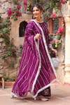 Ajiesh Oberoi_Purple Velvet Embroidered Gota Round Vertical Zari Work Kurta Palazzo Set _Online_at_Aza_Fashions