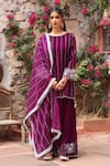 Buy_Ajiesh Oberoi_Purple Velvet Embroidered Gota Round Vertical Zari Work Kurta Palazzo Set _Online_at_Aza_Fashions