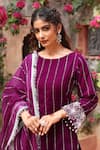 Buy_Ajiesh Oberoi_Purple Velvet Embroidered Gota Round Vertical Zari Work Kurta Palazzo Set 