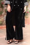 Ajiesh Oberoi_Black Velvet Embroidered Abstract Collared Kurta Palazzo Co-ord Set _Online_at_Aza_Fashions