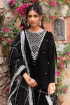 Ajiesh Oberoi_Black Velvet Embroidered Beads Round Kurta Sharara Set _Online_at_Aza_Fashions