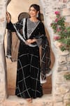 Ajiesh Oberoi_Black Velvet Embroidered Beads Round Kurta Sharara Set _at_Aza_Fashions