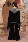 Shop_Ajiesh Oberoi_Black Velvet Embroidery Geometric Round Cape And Pant Set _at_Aza_Fashions