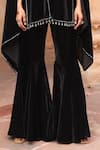 Ajiesh Oberoi_Black Velvet Embroidery Geometric Round Cape And Pant Set _Online_at_Aza_Fashions