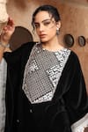 Ajiesh Oberoi_Black Velvet Embroidery Geometric Round Kaftan And Pant _at_Aza_Fashions