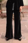 Ajiesh Oberoi_Black Velvet Embroidery Sequins Collared Detailed Top And Pant Co-ord Set _Online_at_Aza_Fashions