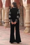 Shop_Ajiesh Oberoi_Black Velvet Embroidered Floral Lapel Blazer And Pant Set _at_Aza_Fashions