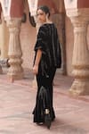 Shop_Ajiesh Oberoi_Black Velvet Embroidered Geometric Round Bodice Kaftan And Pant Set _at_Aza_Fashions