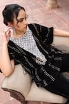 Buy_Ajiesh Oberoi_Black Velvet Embroidered Geometric Round Bodice Kaftan And Pant Set 