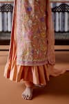 Buy_Pooja Singhal_Peach Kurta Tissue And Chanderi Embroidery Zari Handwoven Banarasi Churidar Set _Online_at_Aza_Fashions