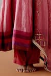 Pooja Singhal_Pink Kurta Tissue And Velvet Embroidery Handwoven Banarasi Anarkali & Pant Set _Online_at_Aza_Fashions