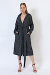 Buy_Musal_Blue Knitted Wool Lapel Midnight Cascade Tailored Trench Coat _at_Aza_Fashions