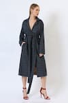 Buy_Musal_Blue Knitted Wool Lapel Midnight Cascade Tailored Trench Coat _Online_at_Aza_Fashions