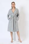 Buy_Musal_Grey Knitted Wool Lapel Savannah Breeze Tailored Trench Coat _at_Aza_Fashions