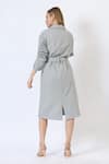 Shop_Musal_Grey Knitted Wool Lapel Savannah Breeze Tailored Trench Coat _at_Aza_Fashions