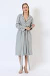 Buy_Musal_Grey Knitted Wool Lapel Savannah Breeze Tailored Trench Coat _Online_at_Aza_Fashions