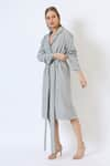 Shop_Musal_Grey Knitted Wool Lapel Savannah Breeze Tailored Trench Coat _Online_at_Aza_Fashions