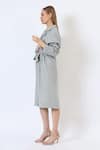 Buy_Musal_Grey Knitted Wool Lapel Savannah Breeze Tailored Trench Coat 