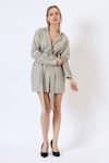 Shop_Musal_Beige Knitted Wool Lapel Autumn Whisper Tailored Coat _Online_at_Aza_Fashions