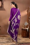 Shop_wildflower by krishna_Purple Munga Silk Woven Dupatta Floral Round Neck Plain Kurta Set With Pattern _at_Aza_Fashions