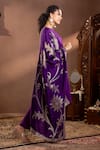 Buy_wildflower by krishna_Purple Munga Silk Woven Dupatta Floral Round Neck Plain Kurta Set With Pattern _Online_at_Aza_Fashions