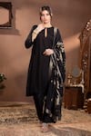 Buy_wildflower by krishna_Black Manga Silk Woven Dupatta Floral Plain Kurta Set With Flower Pattern _at_Aza_Fashions