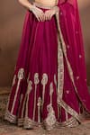 Shop_wildflower by krishna_Wine Munga Silk Embroidery Floral Scoop Neck Paisley Lehenga Set _Online_at_Aza_Fashions