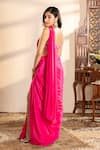 Shop_wildflower by krishna_Pink Pure Crepe Embroidered Cutdana Sweatheart Pre-draped Saree With Blouse _at_Aza_Fashions