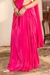 Buy_wildflower by krishna_Pink Pure Crepe Embroidered Cutdana Sweatheart Pre-draped Saree With Blouse _Online_at_Aza_Fashions