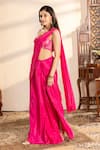 wildflower by krishna_Pink Pure Crepe Embroidered Cutdana Sweatheart Pre-draped Saree With Blouse _at_Aza_Fashions