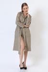 Buy_Musal_Green Knitted Wool Lapel London Mist Tailored Trench Coat _at_Aza_Fashions