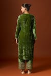 Shop_Yoshita Couture_Green Silk Velvet Embroidered Sequin Key Hole Myrna Floral Kurta Pant Set _at_Aza_Fashions