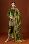 Buy_Yoshita Couture_Green Silk Velvet Embroidered Floral Round Noor Short Kurta Set With Dupatta _at_Aza_Fashions