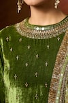 Buy_Yoshita Couture_Green Silk Velvet Embroidered Floral Round Noor Short Kurta Set With Dupatta _Online_at_Aza_Fashions