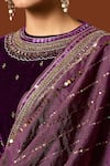 Buy_Yoshita Couture_Purple Silk Velvet Embroidered Floral Round Samira Short Kurta Set _Online_at_Aza_Fashions