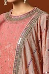 Yoshita Couture_Pink Silk Velvet Embroidered Sequin Round Zayna Zardozi Kurta Set _Online_at_Aza_Fashions