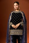 Buy_Yoshita Couture_Blue Silk Velvet Embroidered Sequin Round Amal Kurta Set _Online_at_Aza_Fashions