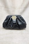 Buy Adwita Bags & Jewels Black Brooch Lion Textured Pouchette Bag at Aza Fashions Buy_Adwita Bags & Jewels_Black Brooch Lion Textured Pouchette Bag _at_Aza_Fashions