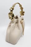 Buy_ADWITA BAGS & JEWELS_White Stone Carved Embellished Handle Bucket Bag _Online_at_Aza_Fashions