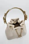 Shop_ADWITA BAGS & JEWELS_White Stone Carved Embellished Handle Bucket Bag _Online_at_Aza_Fashions