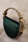 Buy_ADWITA BAGS & JEWELS_Green Stone Cleopatra Carved Handle Half Moon Bag _at_Aza_Fashions