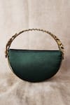 ADWITA BAGS & JEWELS_Green Stone Cleopatra Carved Handle Half Moon Bag _Online_at_Aza_Fashions