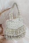 Buy_ADWITA BAGS & JEWELS_White Crystal Pearl Cascade Embellished Bag _at_Aza_Fashions