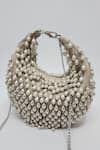 Shop_ADWITA BAGS & JEWELS_Grey Pearl Tassel Half Moon Bag _at_Aza_Fashions