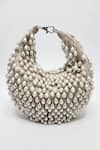 ADWITA BAGS & JEWELS_Grey Pearl Tassel Half Moon Bag _Online_at_Aza_Fashions