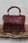 Buy_ADWITA BAGS & JEWELS_Red Embroidery Reha Tonal Pearl Flap Bag _at_Aza_Fashions