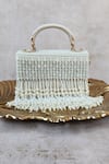 Buy_ADWITA BAGS & JEWELS_White Embroidery Reha Pearl Dangler Flap Bag _at_Aza_Fashions